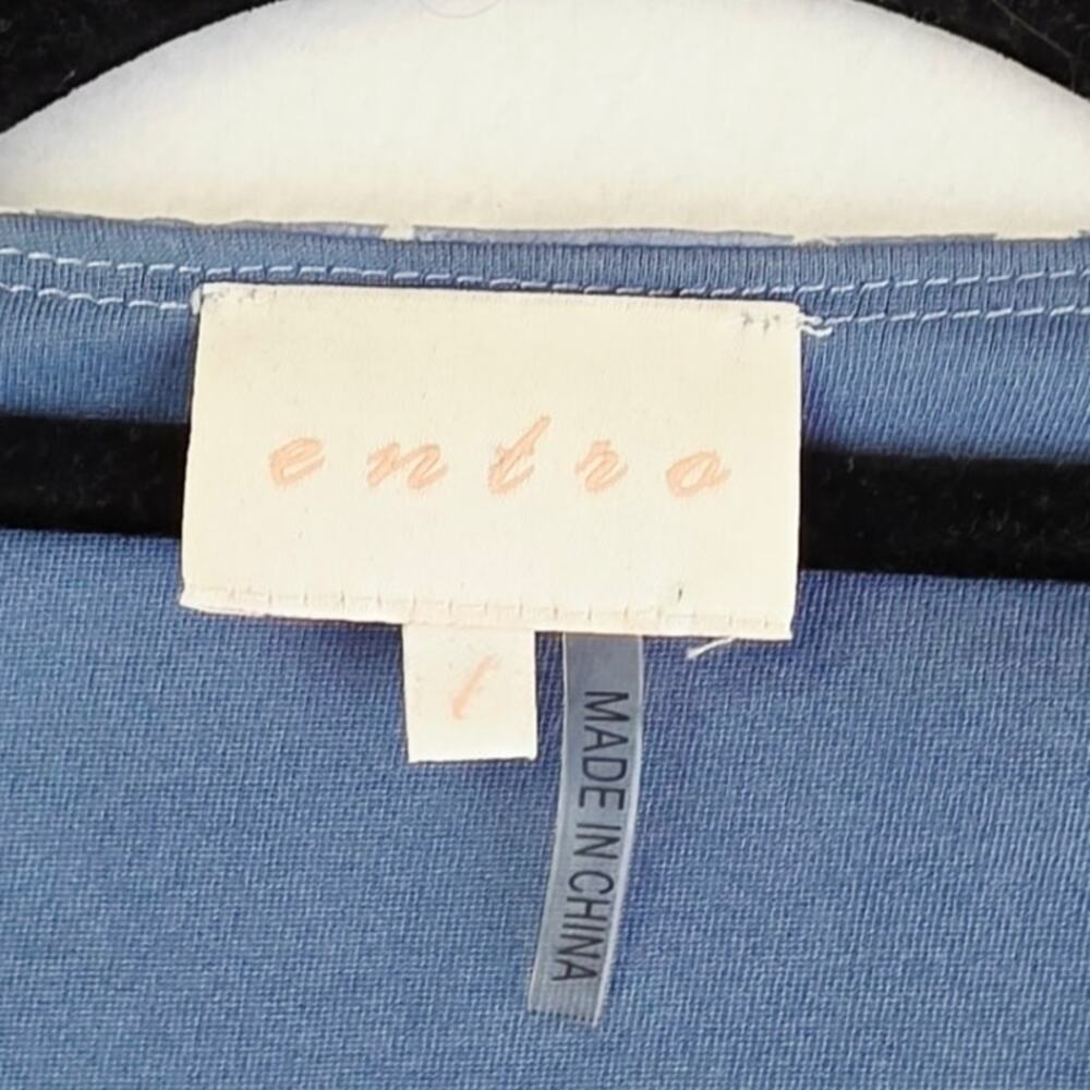Entro Midi Tiered Dress Large Blue White Feather Pleated Flutter Sleeve Cottage - Picture 11 of 15